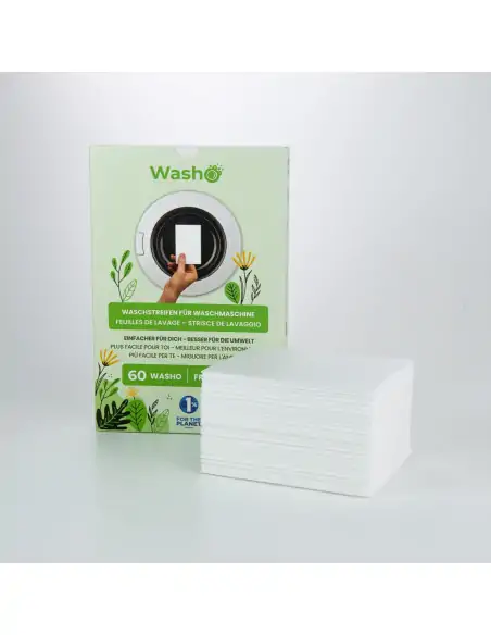 WASHO Box - 60 nachhaltige Waschstreifen mit FRESH BREEZE Duft