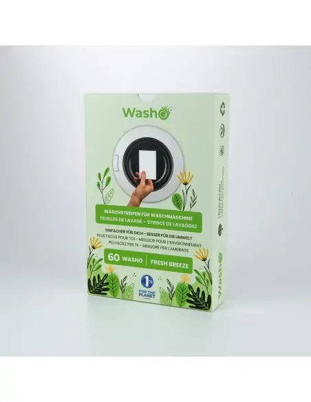 WASHO Box mit 60 nachhaltigen Waschstreifen FRESH BREEZE Duft