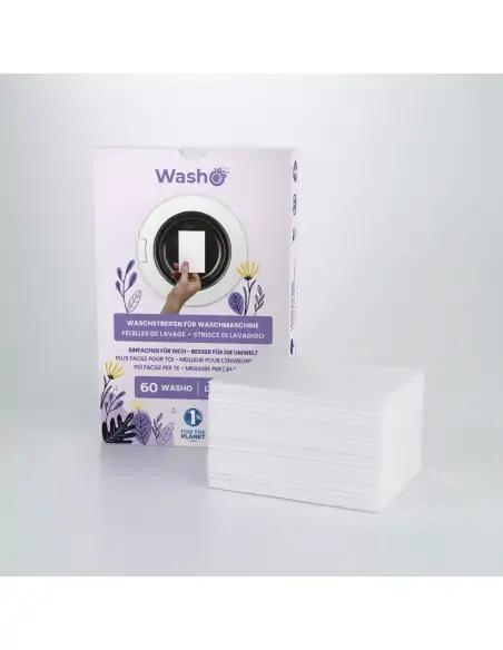 WASHO Box - 60 nachhaltige Waschstreifen mit FLAVENDEL Duft