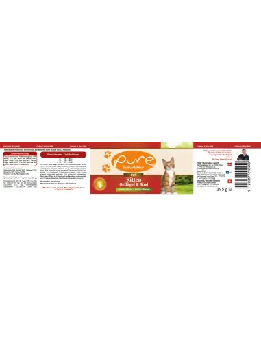 Katzenmenü PUR KITTEN Geflügel Rind 195g