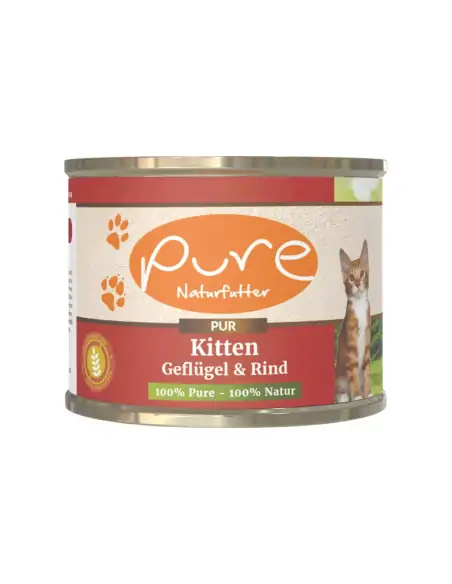 Katzenmenü PUR KITTEN Geflügel Rind 195g