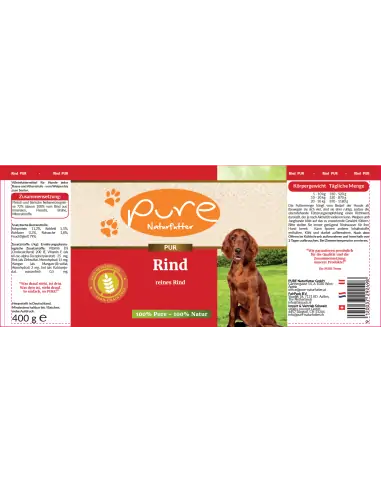 Hundemenü PUR-Fleischdose Rind 400 gr.