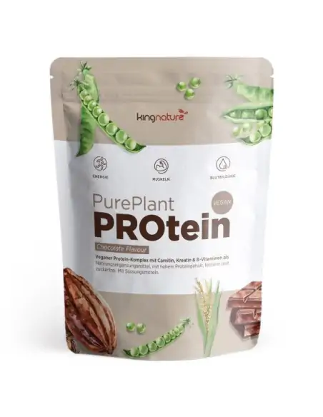 PurePlantPROtein, Inhalt netto: 500 g (davon 325 g Protein). 17 Portionen à je 19 g Protein.