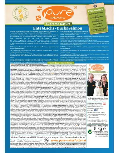 PURE Supreme Ente & Lachs - glutenfrei 5kg Hunde-Trockenfutter