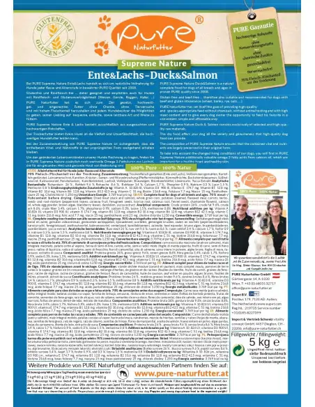 PURE Supreme Ente & Lachs - glutenfrei 5kg Hunde-Trockenfutter PURE Supreme Ente & Lachs - glutenfrei 5kg Hunde-Trockenfutter