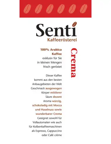 Crema Kaffee und Espressomischung Bohnen 500 g