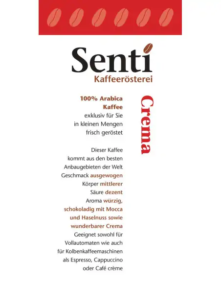 Crema Kaffee und Espressomischung Bohnen 500 g