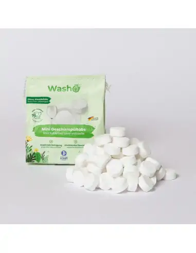 WASHO 75 Mini Geschirrspültabs - mit ECO-Cert Rezeptur und ohne Plastikfolie