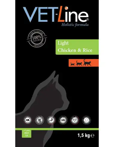 VET-Line Adult Cat Light – Hähnchen & Reis Katzenfutter, weizenfrei 1.5 kg
