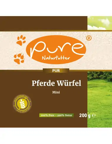 Vorderseite des Produktetiketts von Pure Pferde Würfel Soft