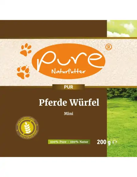 Vorderseite des Produktetiketts von Pure Pferde Würfel Soft