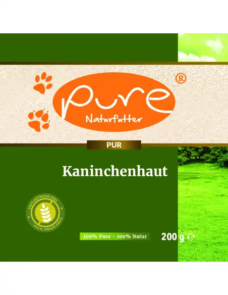 PURE Kaninchenhaut 200g – Hypoallergener Kausnack für Hunde aus 100% Kaninchen ohne Getreide