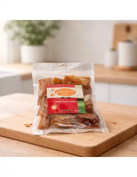 Rinder Nacken Sehnen für Hunde von PURE Naturfutter, natürlicher Kausnack ohne künstliche Zusätze