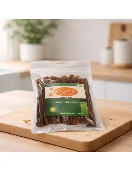 Kaninchenhaut für Hunde von PURE Naturfutter, natürlicher Kausnack ohne künstliche Zusätze