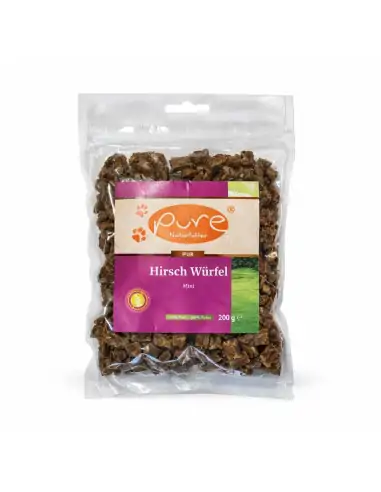 Hirsch Würfel Mini von PURE Naturfutter, getrockneter Hundesnack aus 100 Prozent Hirsch
