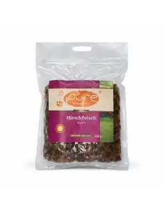 Verpackte Hirschfleisch Streifen von PURE Naturfutter, Hundesnack aus 100 Prozent Hirschfleisch
