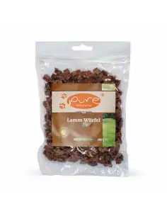 Verpackte Lamm Würfel Mini von PURE Naturfutter, hochwertiger Hundesnack ohne künstliche Zusätze