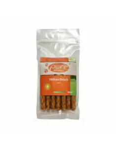 Verpackte Hühnerfleisch Sticks von PURE Naturfutter, hochwertiger Hundesnack ohne Zusätze