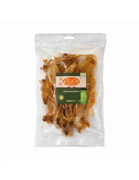Getrocknete Kaninchenohren von PURE Naturfutter als natürlicher Hunde-Kausnack ohne künstliche Zusätze Getrocknete Kaninchenohren von PURE Naturfutter als natürlicher Hunde-Kausnack ohne künstliche Zusätze