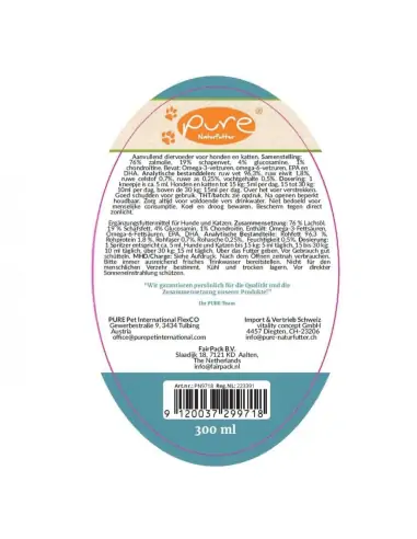 Rücketikette PURE GlucoMotion Food Topping 300 ml mit Zusammensetzung und Fütterungsempfehlung