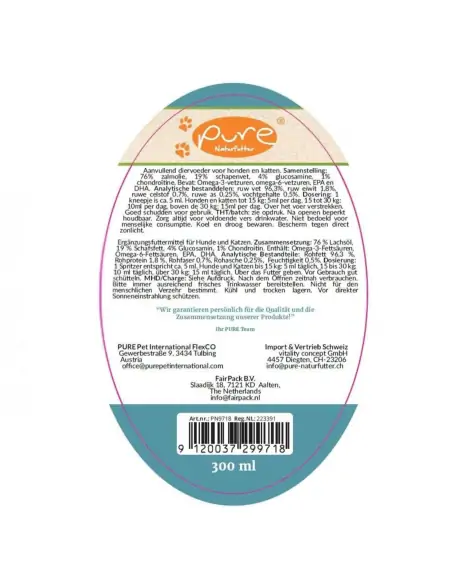Rücketikette PURE GlucoMotion Food Topping 300 ml mit Zusammensetzung und Fütterungsempfehlung Rücketikette PURE GlucoMotion Food Topping 300 ml mit Zusammensetzung und Fütterungsempfehlung