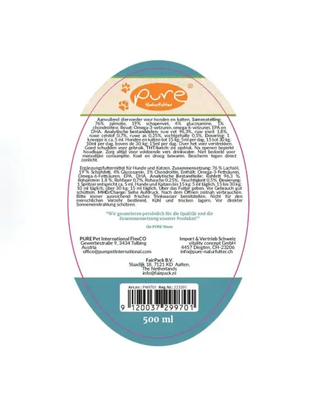 Rücketikette PURE GlucoMotion Food Topping 500 ml mit Zusammensetzung und Dosierung Rücketikette PURE GlucoMotion Food Topping 500 ml mit Zusammensetzung und Dosierung